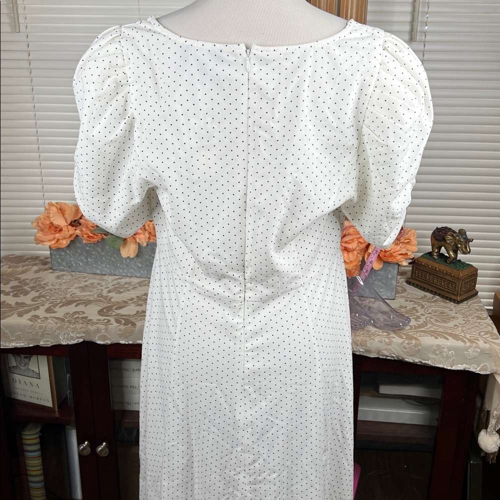 Danielle Bernstein Polka Dot Puff Sleeves Slip Dress Size 12 NWT - Picture 9 of 11